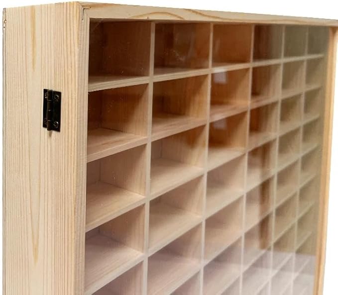Wooden Wall Mount Display Case for Hot Wheels, with Dust Resistant Door, Matchbox 1/64 Scale Diecast Model Cars Display Storage Organizer Case, Stores up to 60 Cars