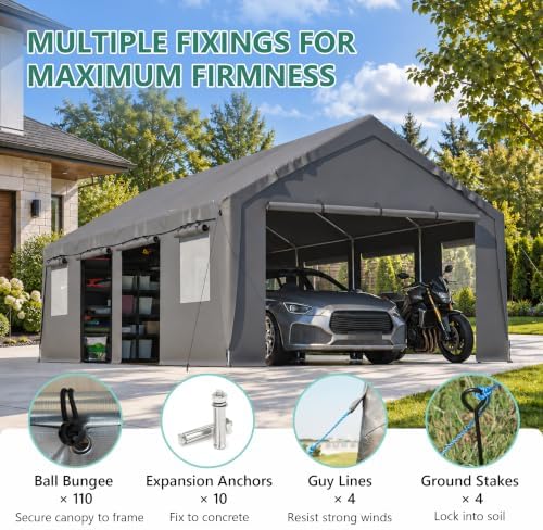 13x25ft Heavy Duty Carport Outdoor Garage Canopy with Weatherproof Shelter