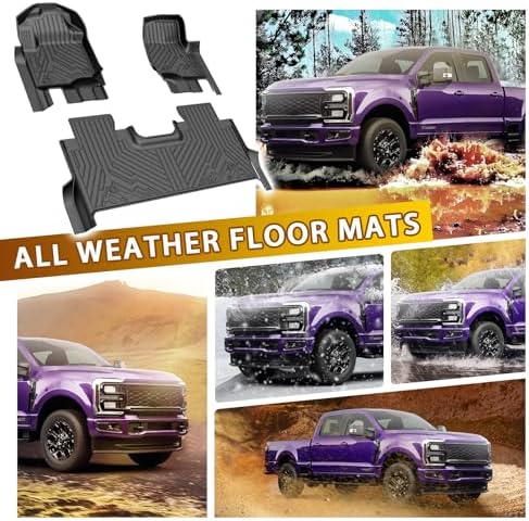 Powerty Floor Mats for 2017-2024 2025 2026 Ford F250/F350/F450 Super Duty Crew Cab All Weather 3D TPE Anti-Slip Truck Liners for 1st & 2nd Row Accessories