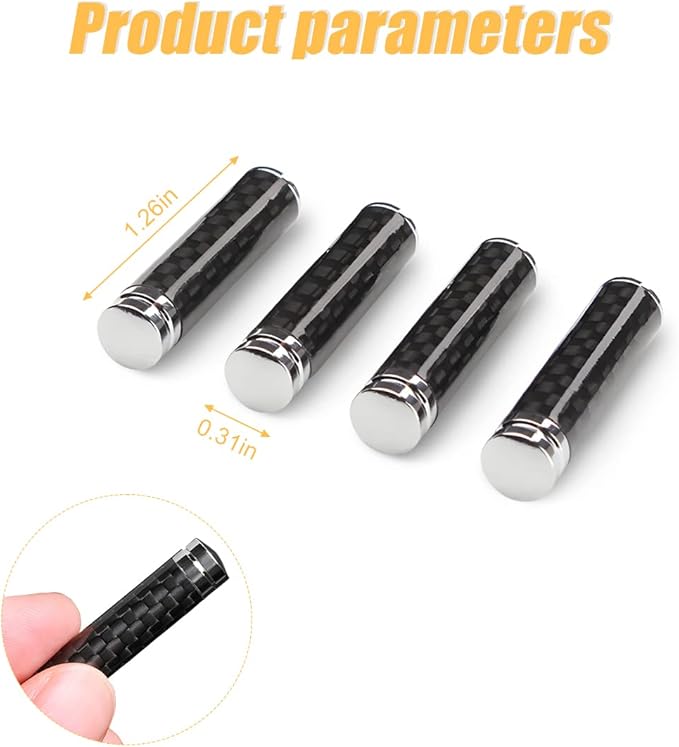 4PCS Carbon Fiber Auto Door Lock Pin Cover, Interior Vehicle Door Pull Pins, Universal for SUV, Truck, Van (Black)