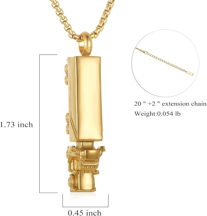 Urn Necklace for Ashes 18 Wheeler Semi Truck Cremation Jewelry for Men Memorial Urn Pendant Ashes Locket Necklace Keepsake Gifts