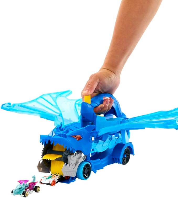 Hot Wheels City Toy Car Track Set, Ultimate Dual Dragon Transporter & 2 Die-Cast Cars, Large-Scale Dragon & Detachable Dragon, Stores 20+ Vehicles