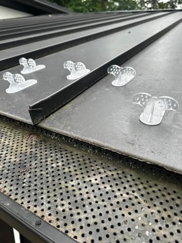Roof Guards for Metal Roof - Snow Guards Steel Standing Seam Roof - Fits 1.5 Inch Flat Area (10 Pack) - Prevent Sliding Ice Snow Stop Buildup - Made Out of ABS (10 Pack Clear)