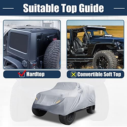 X AUTOHAUX SUV Car Cover for Jeep Wrangler JK JL 4 Door 2007-2021 210D Gray
