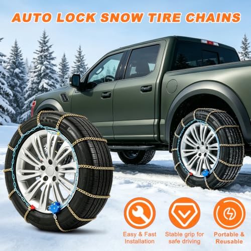 Auto Lock Snow Tire Chains for Car Light Truck SUV Pickup Trucks