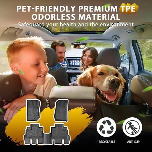 Powerty Floor Mats for Jeep Wrangler JK 2014-2018 Unlimited 4-Door (NOT for JL or 2-Door) All Weather 3D TPE Anti-Slip Car Liners for 1st & 2nd Row Accessories