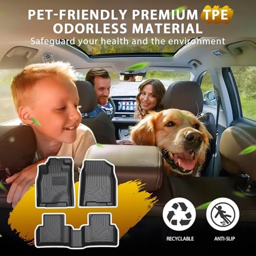 Powerty Floor Mats for 2016-2021 Honda Civic Coupe/Sedan/Type R, 2017-2021 Honda Civic Hatchback All Weather 3D TPE Anti-Slip Car Liners for 1st & 2nd Row Accessories