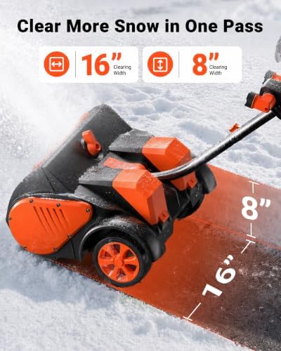 VOLTASK 48V 16.3-Inch Cordless Snow Shovel with LED Lights, Brushless Motor