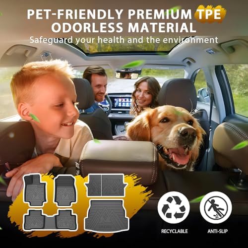 Powerty Floor Mats for Toyota RAV4 2019-2025, All Weather 3D TPE Anti-Slip Trunk Cargo Liner Seat Back Covers Protectors Full Set Car Accessories