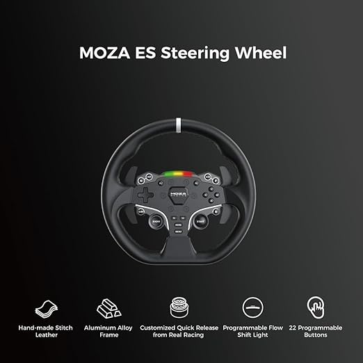 MOZA R5 All-in-One PC Gaming Racing Simulator: 5.5Nm Direct Drive Wheel Base, 11-inch Racing Wheel, Anti-Slip Pedals and a Desk Clamp, Cloud-based App Control