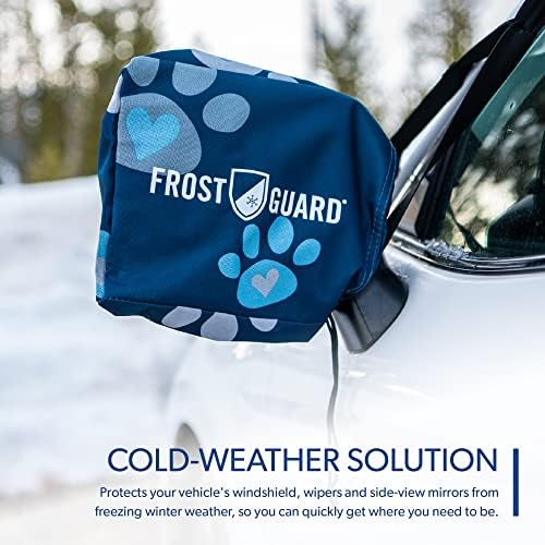 FrostGuard Vortex | Full-Coverage Car Windshield Cover for Ice and Snow, XL Size (Puppy Paws) - Wiper Blade + Side Mirror Covers - Fit-Fast Straps, Security Panels + Storage Pouch - for Trucks, SUVs