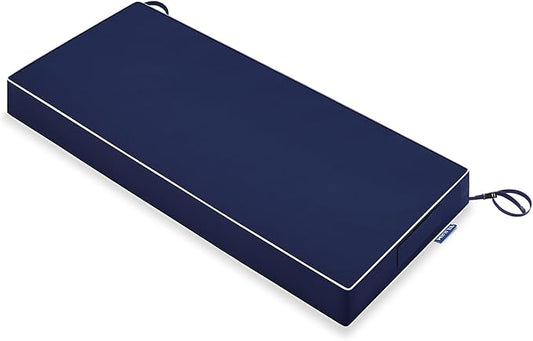 MIULEE Navy Blue 48 x 18 x 3 Outdoor Bench Cushion Waterproof Patio Chair Cushion with Adjustable Straps Set of 1 for Swing Patio Furniture 3-Year Color Fastness Garden Sofa Couch