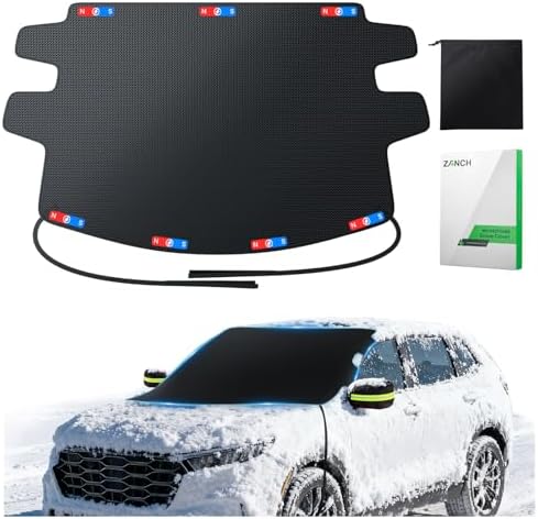 Zanch Upgrade Windshield Cover for Ice & Snow [Fast Install & Removal] 600D Oxford Fabric Against Magnetic Fit Snow, Ice, Frost, Winter Accessories - Fit for Sedan,Small to Mid-Size SUVs - (69''x48'')
