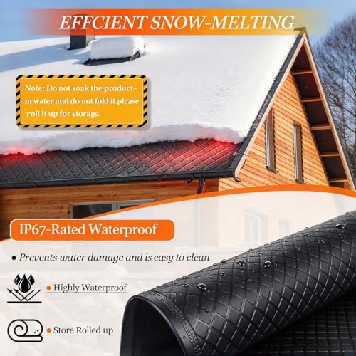 8' x 14" Winter Electric Ice Melting Mat, Anti-Slip Heated Rubber Pad, Ice Dam Prevention for Roof Valley, Weatherproof Snow Melter for Driveway, Walkways, Stairs, Porch & Outdoor Steps