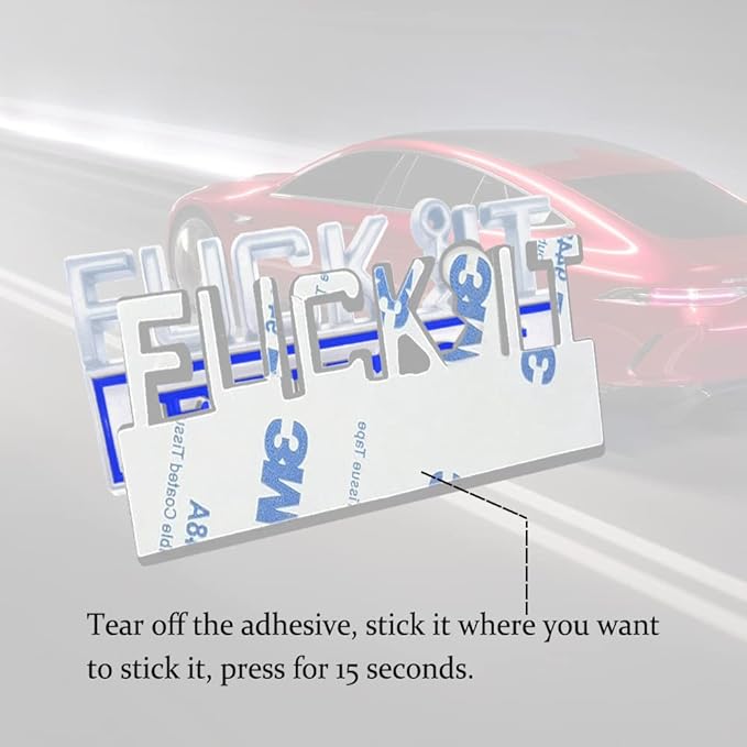 Fuck IT Edition Emblem, Car Exterior Emblems Badge 3D Sticker Decal, Fuck-IT Edition Emblem 3D Fender Badge Decal, 3D Fender Badge Decal Car Truck Replacement, Fit for All Cars (Sliver Blue)