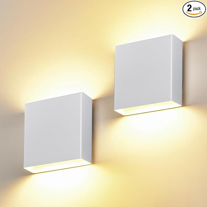2 Pack Bright Silver Up and Down LED Wall Sconce, IP65 Waterproof Indoor Outdoor Wall Lamp, 18W 1620lm 5%-100% Dimmable, 5CCT 2700K-5000K, CRI90+, 120V-277V Modern Lighting for Bedroom Porch