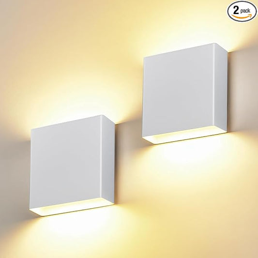 2 Pack Bright Silver Up and Down LED Wall Sconce, IP65 Waterproof Indoor Outdoor Wall Lamp, 18W 1620lm 5%-100% Dimmable, 5CCT 2700K-5000K, CRI90+, 120V-277V Modern Lighting for Bedroom Porch