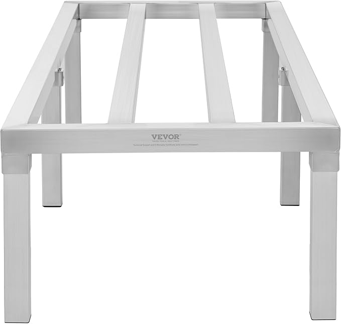 VEVOR Aluminum Dunnage Rack, 60” x 20” Commercial Food Floor Rack, 12” Off the Floor, 1800 lbs Capacity All-Welded Aluminum Storage, for Storage in Restaurants, Kitchens, Garages and Vehicles