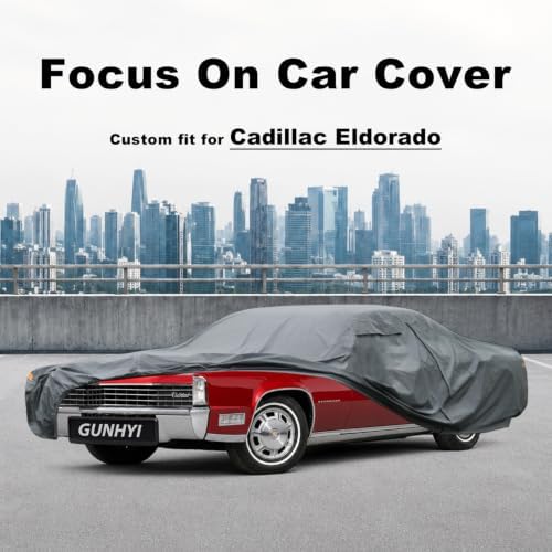 GUNHYI Premium Car Cover Custom Fit Cadillac Eldorado, 16 Layers Heavy Duty Car Cover Waterproof All Weather with Zipper Door for Sun Rain Snow Dust Uv Protection