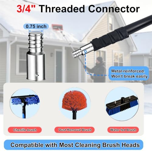 Snow Roof Rake Brush, Adjustable Up to 21FT Aluminum Roof Snow Removal Tool