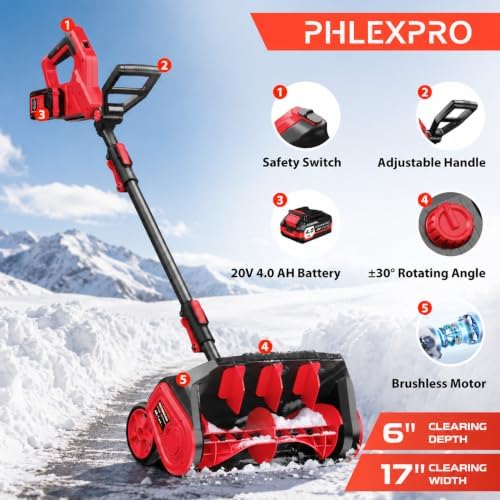 Cordless Electric Snow Shovel, 40V Snow Blower, 17'' Width