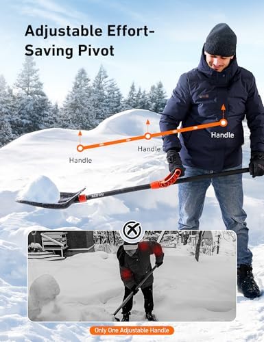 AstroAI 62" Heavy-Duty Snow Shovel, 17" Stainless Steel Blade, D-Handle