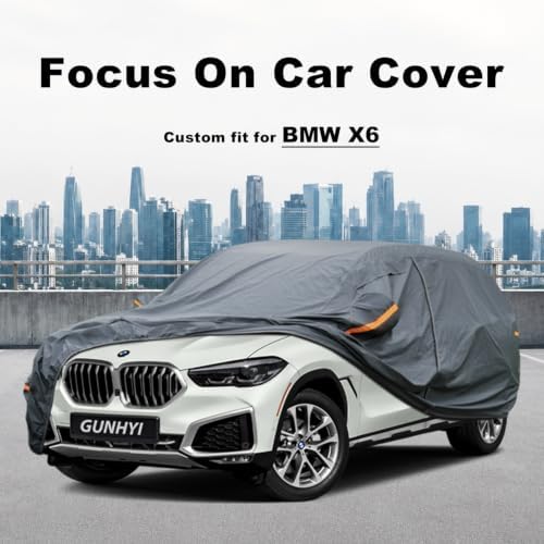 GUNHYI Premium Car Cover Custom Fit BMW X6, 16 Layers Heavy Duty Car Cover Waterproof All Weather with Zipper Door for Sun Rain Snow Dust Uv Protection