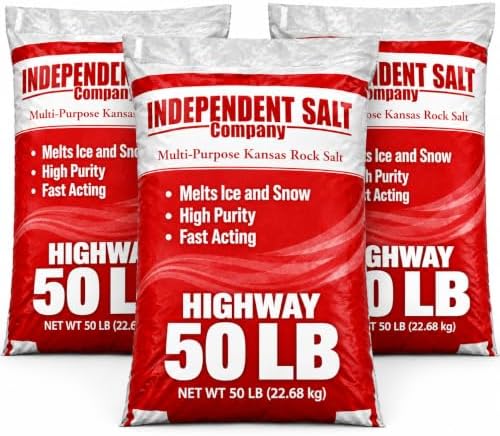 EASYGO PRODUCTS Independent Salt - Snow and Ice Melt Salt for Driveway, Sidewalk, Highway - 50 Pounds 3 Pack