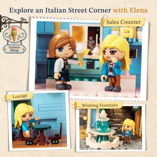 PANTASY Italian Corner Building Set for Adults, Modular City Street Model