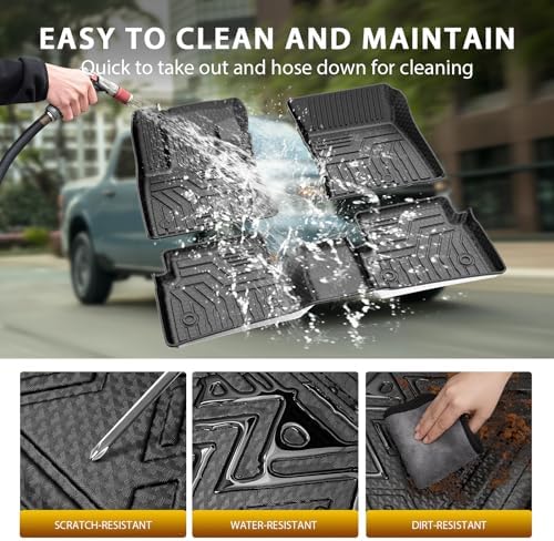 Powerty Floor Mats for 2022-2026 2027 Ford Maverick Gas Model Accessories All Weather TPE Truck Bed Mat Tailgate Liner Protector Replacement Full Set for Maverick