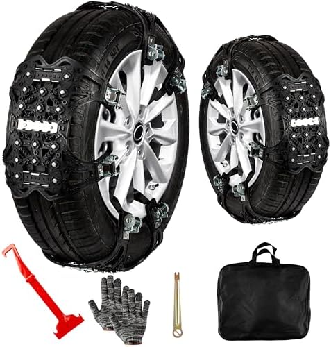 ZONETECH Tire Snow Chains 6-Pack All Season Black Upgraded Premium Quality Strong and Durable Anti-Skid Car,SUV, Pick Up and Truck for Emergency and Travel