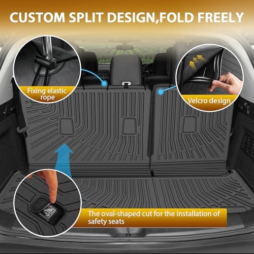 Powerty Floor Mats for Nissan Pathfinder 8 Seats 2022-2026 2027, All Weather 3D TPE Anti-Slip Trunk Cargo Liner Seat Back Covers Protectors Full Set Car Accessories