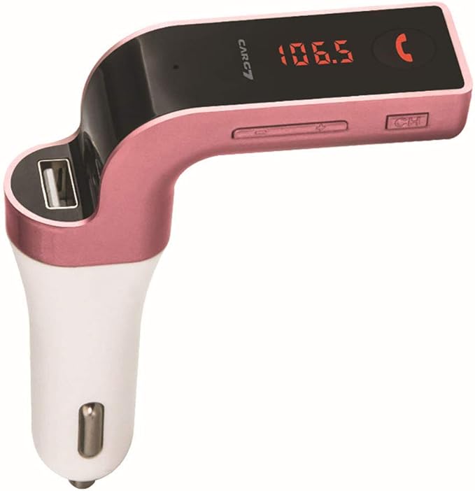 Bluetooth FM Transmitter for Car, Wireless Bluetooth 2.1In-Car Radio Adapter Car Kit with Handsfree Calling, 1 USB Ports, LED Display, Support TF Card, U-Disk, AUX Output,C