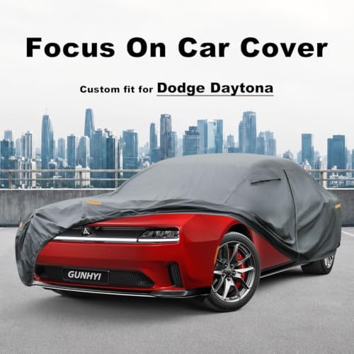 GUNHYI Premium Car Cover Custom Fit Dodge Daytona, 16 Layers Heavy Duty Car Cover Waterproof All Weather with Zipper Door for Sun Rain Snow Dust Uv Protection