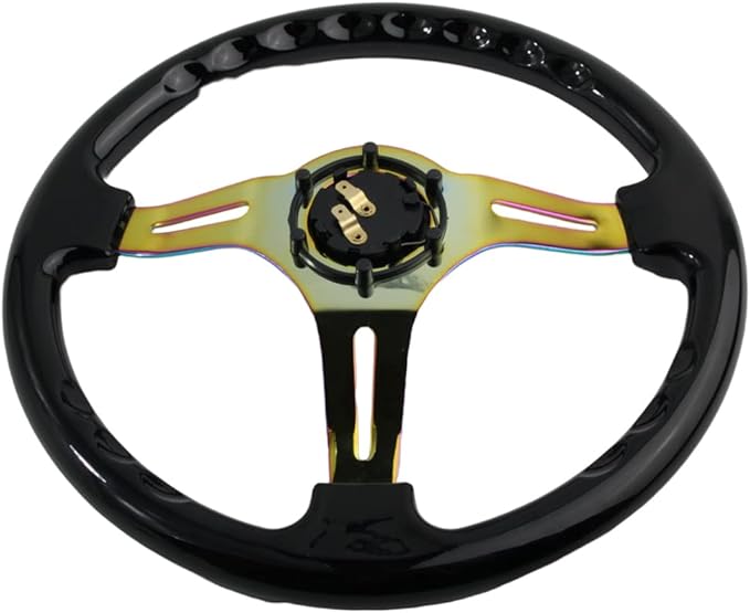 6 bolt Car Racing Steering Wheel Rainbow Neo Chrome frame Spokes Universal Aftermarket Steering Wheel Fit Car and Simulation Pc Game