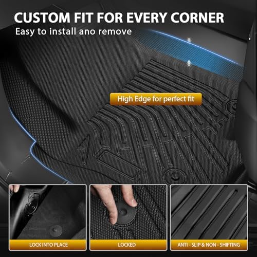 Powerty Floor Mats for 2021-2025 2026 Chevrolet Chevy Tahoe/GMC Yukon 7 Passenger Car Mats (Not for Yukon XL), All Weather 3D TPE Trunk Cargo Liner Seat Back Covers Protectors Full Set Car Accessories