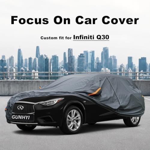 GUNHYI Premium Car Cover Custom Fit Infiniti Q30, 16 Layers Heavy Duty Car Cover Waterproof All Weather with Zipper Door for Sun Rain Snow Dust Uv Protection