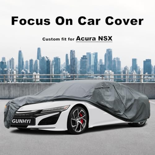GUNHYI Premium Car Cover Custom Fit Acura NSX, 16 Layers Heavy Duty Car Cover Waterproof All Weather with Zipper Door for Sun Rain Snow Dust Uv Protection