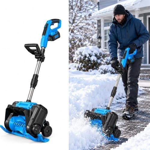 Cordless Snow Blower Electric Snow Shovel, 4.7kg Lightweight Handheld Snow, 30cm Push Snow Sweeper, Quiet Single Stage Snow Removal Machine for Driveway Sidewalk Steps.