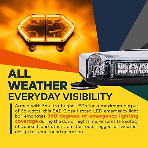 LAMPHUS NanoFlare 17 Inch 56W Amber White LED Strobe Light Bar For Truck