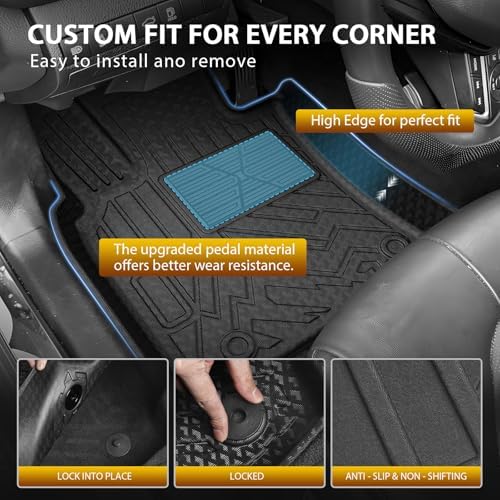 Powerty Floor Mats for Toyota Camry 2018-2024 FWD Only (Not Fit Hybrid or AWD) All Weather 3D TPE Anti-Slip Car Liners for 1st & 2nd Row Accessories