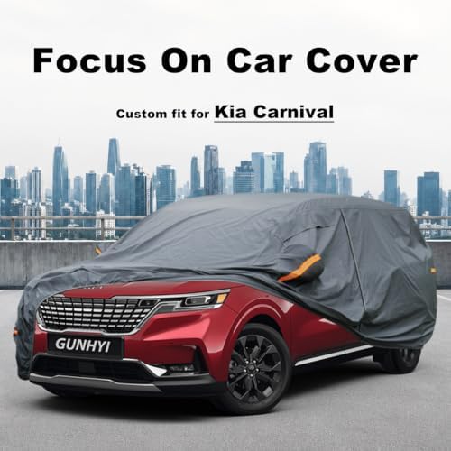 GUNHYI Premium Car Cover Custom Fit Kia Carnival, 16 Layers Heavy Duty Car Cover Waterproof All Weather with Zipper Door for Sun Rain Snow Dust Uv Protection