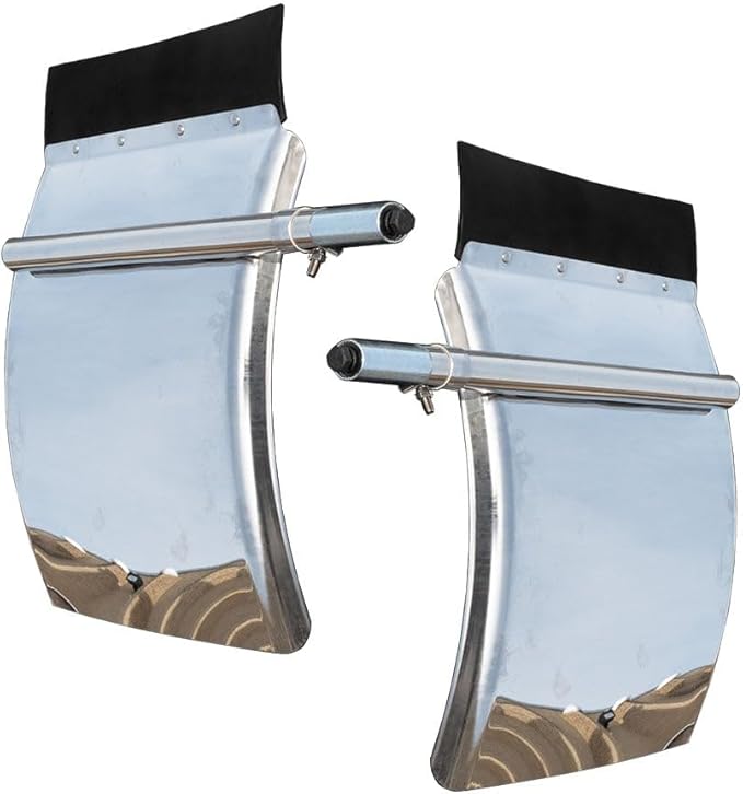 Mytee Products 24" x 29" Stainless Steel Quarter Fender Set for Semi Trucks – Polished Finish with Tube Bracket Mounting Kit, Universal Fit for Trailers & Class 8 Vehicles (Left & Right Set)