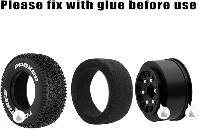 GLOBACT 12mm/14mm Hex RC Wheels and Tires 1/10 RC Truck Tires for Arrma Senton Fury Slash Axial Losi Redcat Rc4wd Hex Detachable Replacement (Black 4PCS)