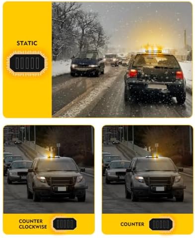 LUMENIX 42 LED Roof Top Strobe Beacon Light Bar Hazard Warning Emergency Flashing Plow Lights with Controller for Construction Vehicles Tow Trucks Postal Cars Snowplow Amber White (Patent Design)