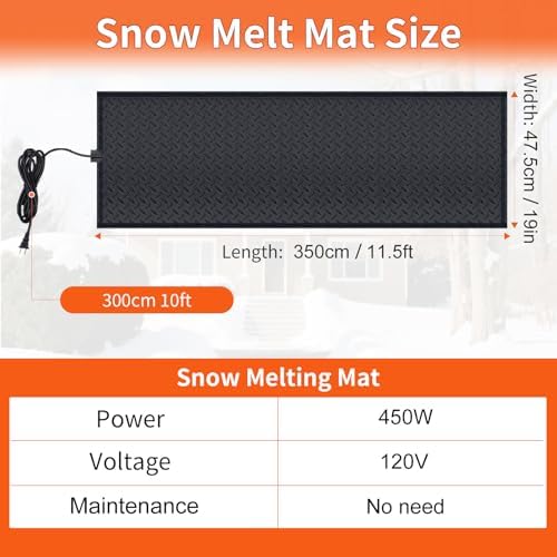 Heated Snow Melting Mat Anti-Slip Heating Pad 18.5in x 11.5ft
