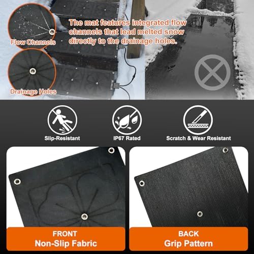 OEBLD 4Pcs 10”X 30”Heated Snow Melting Mats, Heated Mats for Outdoor Steps