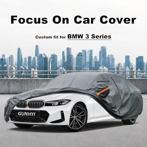 GUNHYI Premium Car Cover Custom Fit BMW 3 Series M3 320i 325i 328i 330i 335i (2007-2026), 16 Layers Heavy Duty Car Cover Waterproof All Weather with Zipper Door for Sun Rain Snow Dust Uv Protection