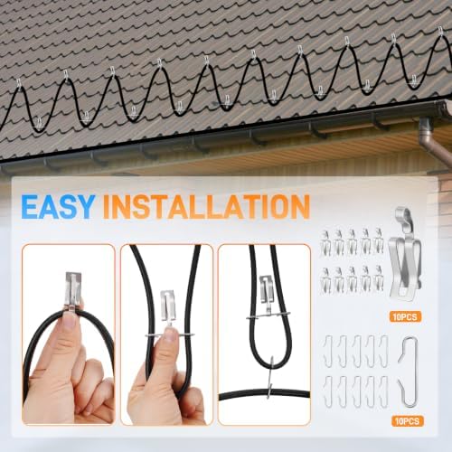 30FT Roof & Gutter Heat Cable, 8W/FT Self Regulating Heat Tape, 120V