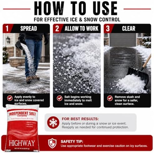 EASYGO PRODUCTS Independent Salt - Snow and Ice Melt Salt for Driveway, Sidewalk, Highway - 50 Pounds 2 Pack